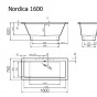 VISPOOL taisnstūra vannas NORDICA 160 1600*750 (balta)